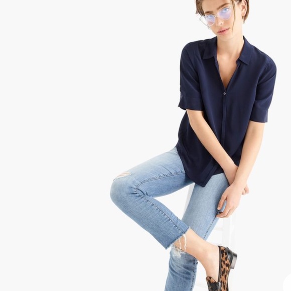 J. Crew Silk Short Sleeve Shirt - Picture 2 of 4